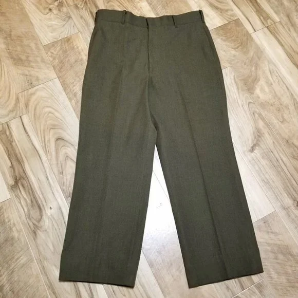 USMC US Marine Pants Military Wool Blend Dress Trousers 35R Green 35x28 Gorpcore